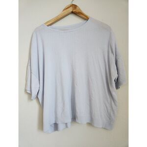 Eileen Fisher Light Blue Short Sleeve Boxy Top Lyocell Blend  | Size L/XL